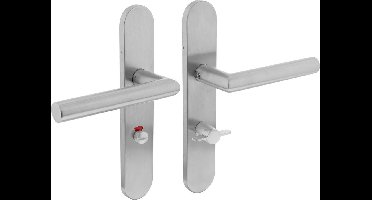 Intersteel Deurkruk Hoek 90° op schild toilet-/badkamersluiting 63 mm rechts rvs geborsteld