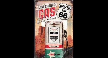 Metalen Wandbord - Route 66 Gas Station - 20x30 cm