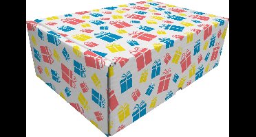 Raadhuis cadeaupakketdoos 4 - pakjes dessin - 30,5x21,5x11cm - 5 stuks - RD-351132-5