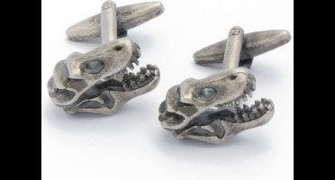 Manchetknopen - Dinosaurus Schedel Donker Zilver