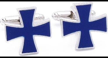 Manchetknopen - Klassiek Blauw Emaille Kruis