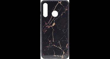 Shop4 - Geschikt voor Huawei P30 Lite (new edition) Hoesje - Harde Back Case Marmer Zwart