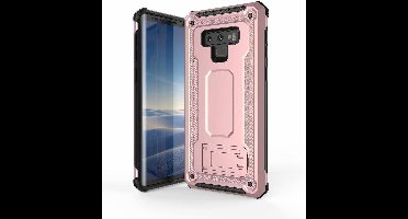 Ntech Hoesje Geschikt Voor Samsung Galaxy Note 9 Armor hoesje met Kickstand - Rose Goud