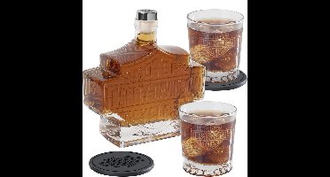 Harley-Davidson Bar & Shield Whiskey Fles Karaf En Glazen Set