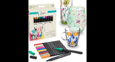 Porselein Stiften 12pcs - Stiften voor Porselein en Glas - Verf voor Glas en Porselein - Geschikt voor Porselein Stiften voor Volwassenen - Krijt en Textielstiften Alternatief