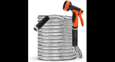 FlinQ RVS Flexibele Tuinslang tot 30 meter - Waterslang met Sproeikop - Flexibel dus geen Knopen