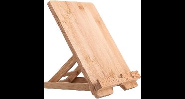 Houten Bamboe Tablet- en Mobiele Telefoonstandaard voor Bureau - Groot Formaat - Geschikt voor iPhone iPad Tablets en Alle Telefoons