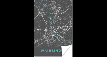 Poster Duitsland – Blauw – Waiblingen – Stadskaart – Kaart – Plattegrond - 20x30 cm