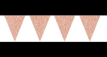 vlaggenlijn glamour glitter 6 meter papier roségoud