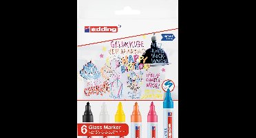 Viltstift edding 95 glasbord incl wit en zwart ass | 6 stuks