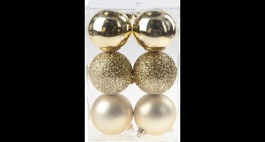 Cosy & Trendy Kerstballen - 6x st - goud - 8 cm - kunststof - kerstversiering - kerstboomversiering