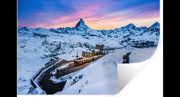 Muurstickers - Sticker Folie - Alpen - Sneeuw - Trein - 30x20 cm - Plakfolie - Muurstickers Kinderkamer - Zelfklevend Behang - Zelfklevend behangpapier - Stickerfolie