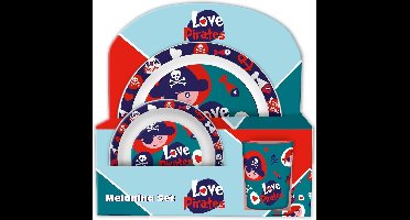 Kids Licensing Eetset Love Pirates Junior Melamine Blauw 3-delig