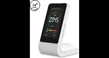 Currero Luchtkwaliteitsmeter - CO2 Meter - CO2 Melder - Hygrometer Voor Binnen - Thermometer - Voor Horeca & Thuis