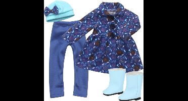 Sophia's by Teamson Kids Poppenkleding voor 38.1 cm Poppen - Jas, Leggings, Hoed en Laarzen - Poppen Accessoires - Blauw (Pop niet inbegrepen)