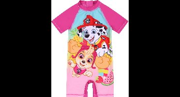 Paw Patrol - Meisjesbadpak, Roze, Korte Mouw UV 50 / 110-116