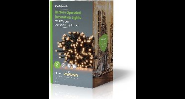 Nedis Kerstverlichting - Koord - 192 LED's - Warm Wit - 14.40 m - Licht effecten: 7 - Binnen & Buiten - Batterij Gevoed
