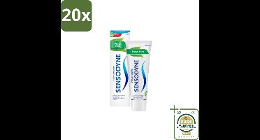 20 x Sensodyne Tandpasta Fresh Mint 75 ml - Grootverpakking - Gevoelige Tanden - Tandpasta - Frisse Adem - Mondhygiëne - Tandenborstel