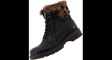 Mustang dames Tex enkellaarsje zwart/leopard gevoerd