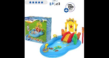 Bestway Opblaasbaar Waterpark 264x188x140 cm - Speelgoed 2 jaar - Kinder Zwembad met Glijbaan, Slang Waterfontein, Ringwerpspel en Cactus - PVC Waterspeelcentrum 278L - Voor Meerdere Kinderen - Inclusief Reparatiepatch Met Ebook