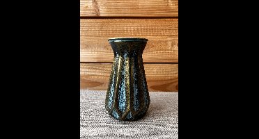 Keramische vaas in brons/turquoise