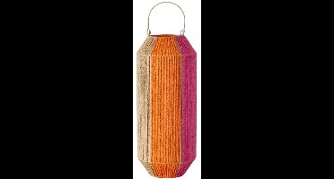 Windlicht Raffia oranje - roze - beige 50 cm