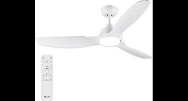 Philips Fixed Blade Ventilator met LED lamp - Diameter: 132cm - 2650 Lumen - Instelbaar wit licht van 3000K tot 6500K - Dimbaar tot 5% - Inclusief afstandsbediening - Wit
