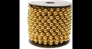 Kralenslinger - goud - kunststof - 10 m x 0,8 cm - kerstversiering/guirlandes