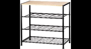 Vilde Bamboo Black - Schoenenrek - Met 3 niveaus - Met bamboe plank - Compact ontwerp