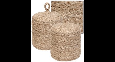 Home & Styling Deurstopper - 2x - 1 kilo - beige - stof - jute gewicht - 14.5 cm - deurstop