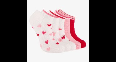 5 paar meisjes sneakersokken wit roze - Maat 27/30