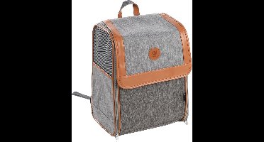 Hondenrugzak – Flamingo Tanana Grijs – 35 x 25 x 42 cm – afwasbaar – uitneembare bodem – 2 opbergvakken – gewatteerde schouderriemen – veiligheidsriem – voetjes – reistas hond