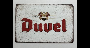 duvel Metalen wandbord 20 x 30 cm - Mancave -Wand Decoratie - Metalen borden - Tekst borden - Metalen bord - Reclame bord - Vintage - Kroeg - Bar – Cafe - Horeca - rettro