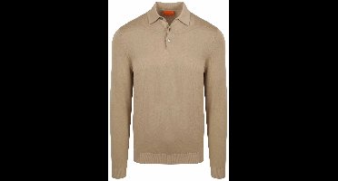 Suitable Compact Cotton Poloshirt Taupe - Maat XL - Heren - Longsleeve polo - Polo shirt Heren met Lange mouwen