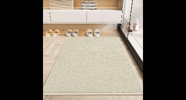 Vuilvangermat voor binnen - antislip deurmat voor binnen en buiten, wasbare deurmat, waterdichte entreemat, absorberende deurmat voor de entree, voordeur (Gebroken wit, 60 x 90 cm)