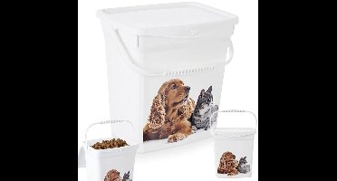 Voercontainer 6 Liter - Luchtdicht - Voor Hondenvoer en Kattenvoer - Bewaarbox met Deksel - Grijs/Wit