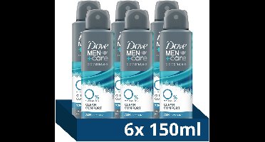 Dove Men+Care - Advanced 0% Deodorant Spray - Clean Comfort - 6 x 150 ml