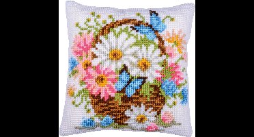 Vervaco - Kruissteekkussen kit Mand met bloemen - PN-0214836 - Borduren - Borduurpakket - Borduurpakket volwassenen - Borduurpakket kind