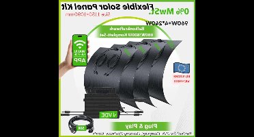 960W Balkon Zonne-energie Set – Flexibel Zonnepaneel Kit – Balkon Solar Kit – Draagbaar Zonne-energie Systeem – Off-Grid Zonnepaneel Set – Plug & Play Snel Installeren – IP67 Weerbestendig