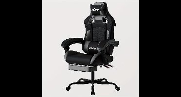 Gamingstoel – Gamestoel – Gaming Chair – Game Stoel – Esports Chair – Ergonomisch Ontwerp – Inklapbare Voetensteun – Verstelbare Rugleuning – PU-Leer – Geschikt Voor Harde Vloeren – Max 150 kg – Diepgrijs