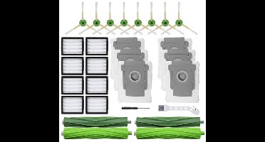 26-delige set vervangende onderdelen – universeel formaat – 26 set – Geschikt voor iRobot Roomba j7(7150) j7+(7550) i3+(3550) i4 i6 i6+(6550) i7(7150) i7+(7550) i8 i8+ robotstofzuiger, 2 sets R2 rollerborstels, 8 filters, 8 zijborstels, 8 stofzakken