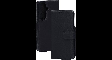 Mobiparts MagSafe Portemonnee/Boekhoesje geschikt voor Samsung Galaxy S26 - Echt Leer - Magnetische Sluiting - Ruimte voor drie pasjes - Microvezel voering - Zwart