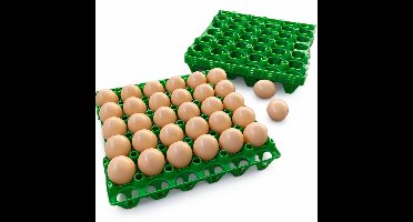 Kunststof Eiertray voor 30 Eieren – Set van 5 Eierrekken – Geschikt voor Kippeneieren en Kleine Eieren – 29 x 29 cm