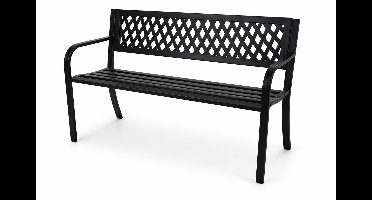 HEM Tuinbank Staal Zwart 119x50x75 cm – Stalen Tuinbank met Rugleuning – Belastbaar tot 220 kg