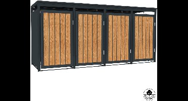 4gardenz® Slimline Kliko Containerombouw 4 Afvalbakken - Antraciet/Houtlook