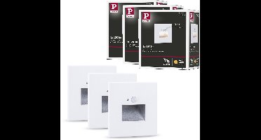 Paulmann Edge Set van 3 LED Wandinbouwlampen - Wit Mat - 2700K Warmwit - 1,2W - 3x25 lm - 230V - Wandverlichting & Trapverlichting LED Bewegingssensor