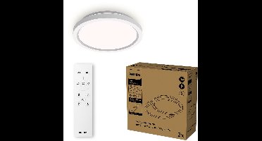 Philips All-In-One Plafondlamp - 2-Pack - Met Afstandsbediening - 24W - LED-verlichting - Warm- tot Koelwit licht; 2700K tot 6500K - 30 cm - Wit - Rond