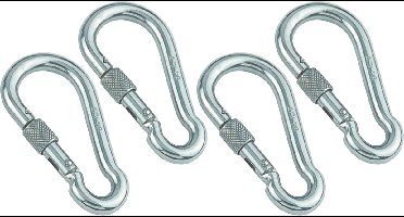 MARINETECH Karabijnhaak, roestvrij staal A4, 4x40 mm, met veiligheidsmoer, 4 stuks