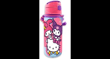 Hello Kitty & Friends Aluminium Drinkfles 600 ml – Roze – Met Kuromi – Lekvrij & Herbruikbaar