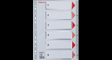 Esselte Index A4 - Tabs 1-6 - 0,12mm PP - 11-gaats - Grijs